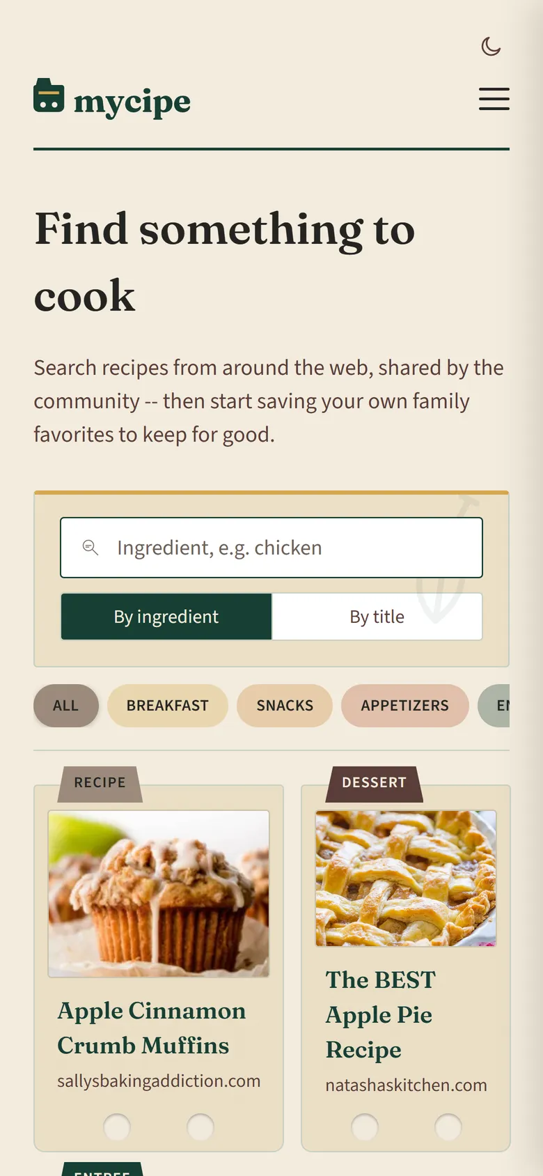 Mycipe on a phone
